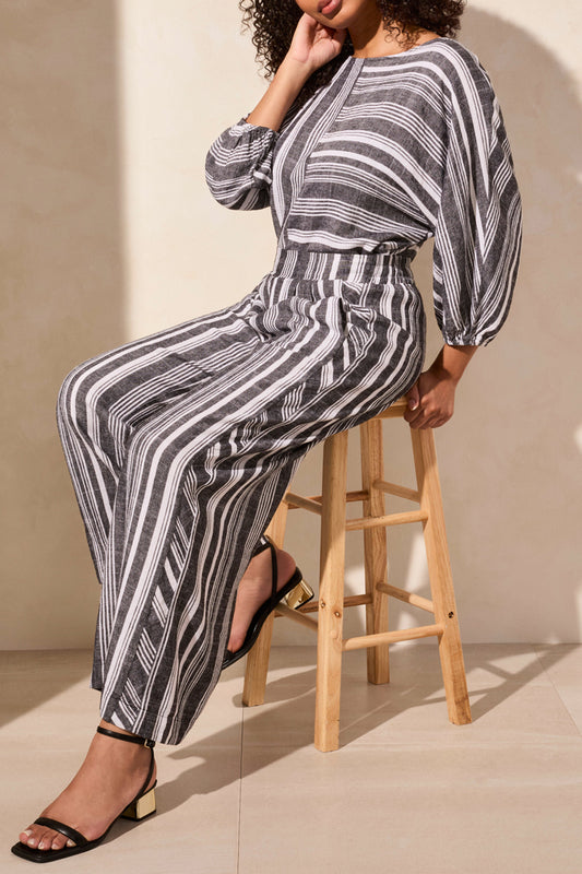 Tribal Pull On Flowy Wide Pants w/Pockets Black 57530-4400-0002