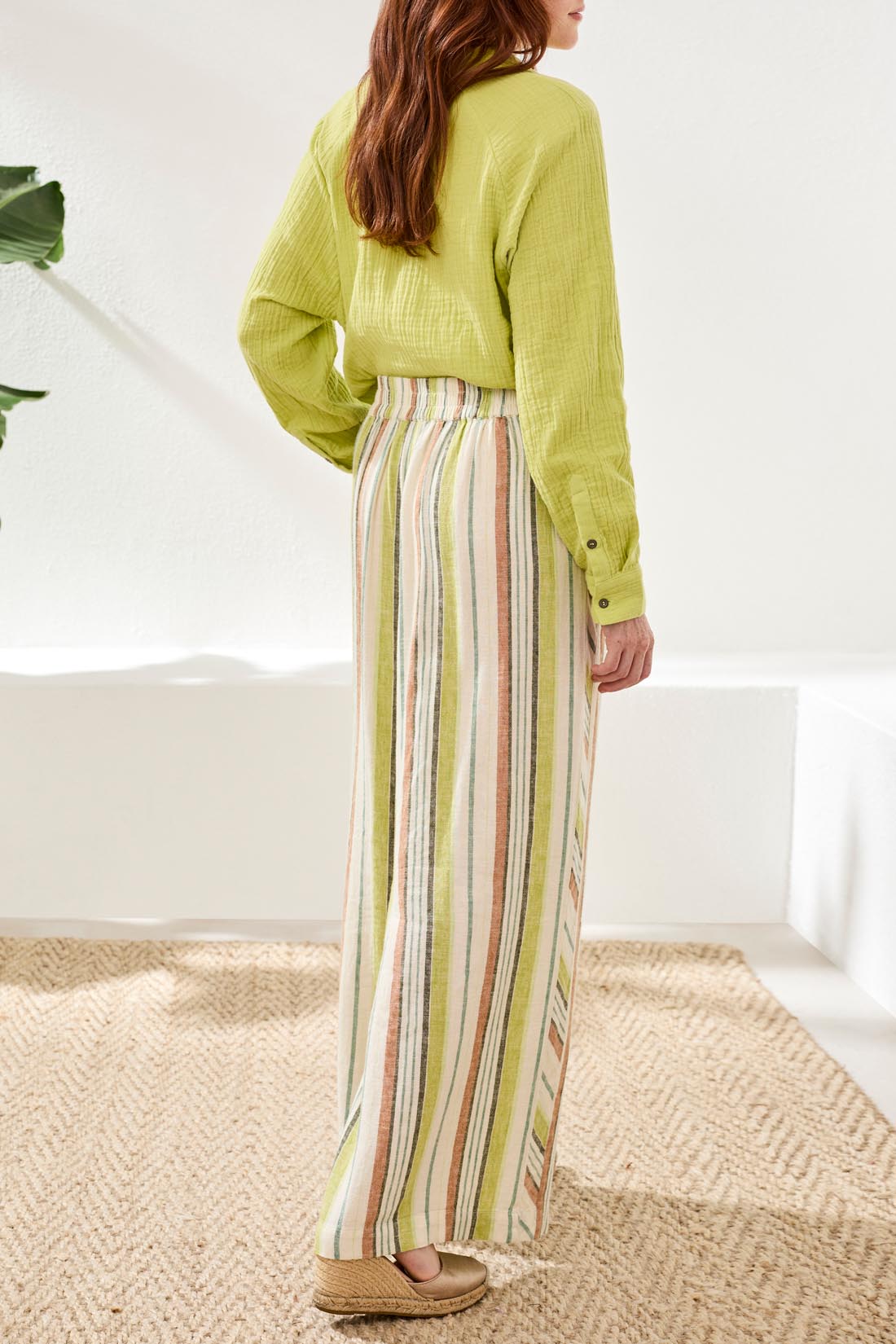 Tribal Pull On Flowy Wide Pant w/Pockets Kiwi Zest 57530-5400-2526