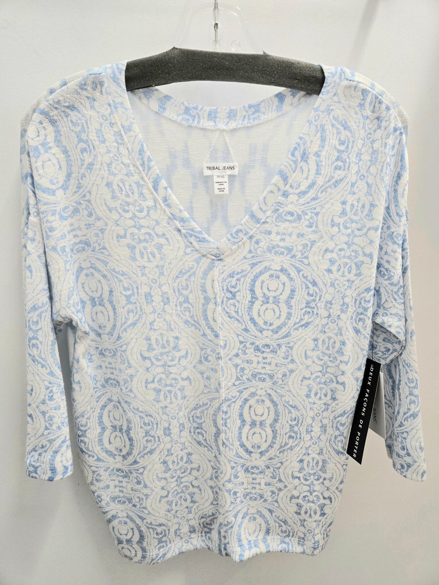 Tribal Combo Print 3/4 Sleeve Wear 2 Ways Top Sailboat 57690-1619-3185