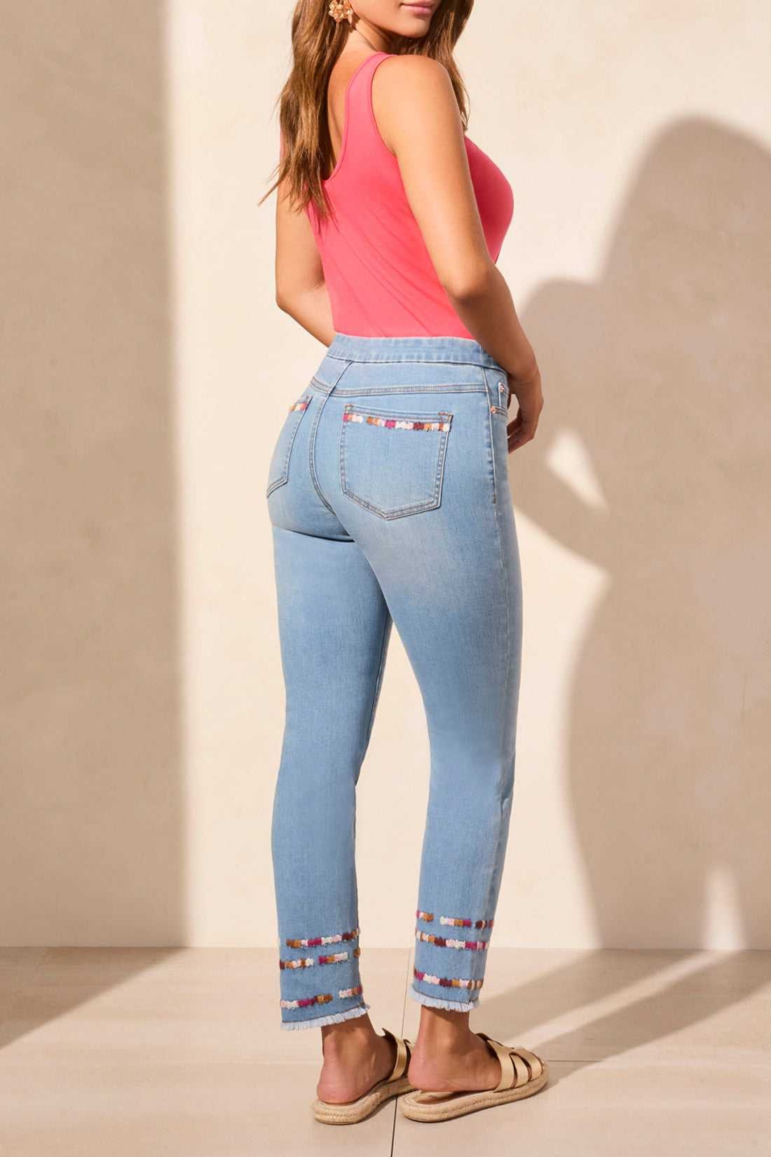 Tribal Audrey Pull On Slim Ankle Jeans w/Embroidery Vivid Blue 57730-4960-1274