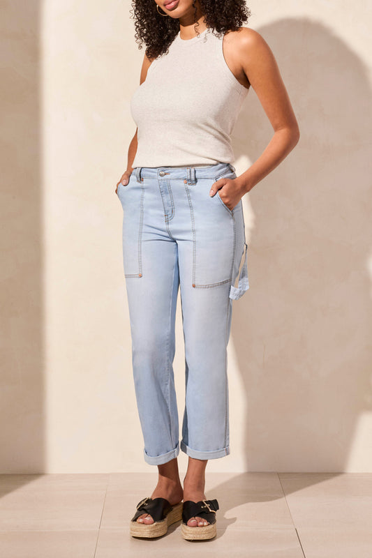 Tribal Audrey Girlfriend Straight Carpenter Jeans Bluetiful 58440-3111-3214