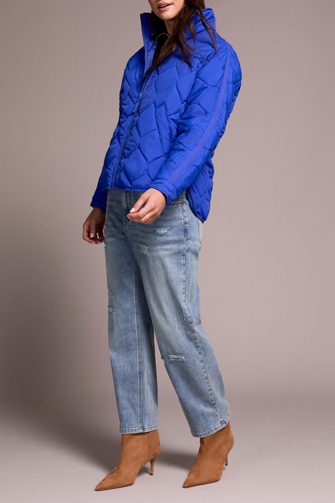 Tribal Zip Front Quilted Jacket Lapisblue 59120-5350-3258