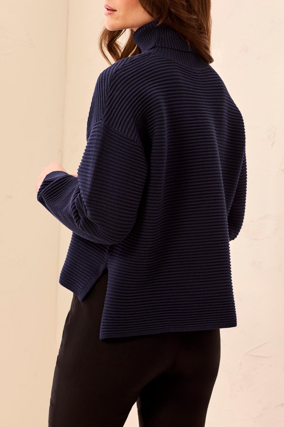 Tribal Turtleneck Hi-Lo Sweater w/Side Slits Nightfall 59330-5812-1625