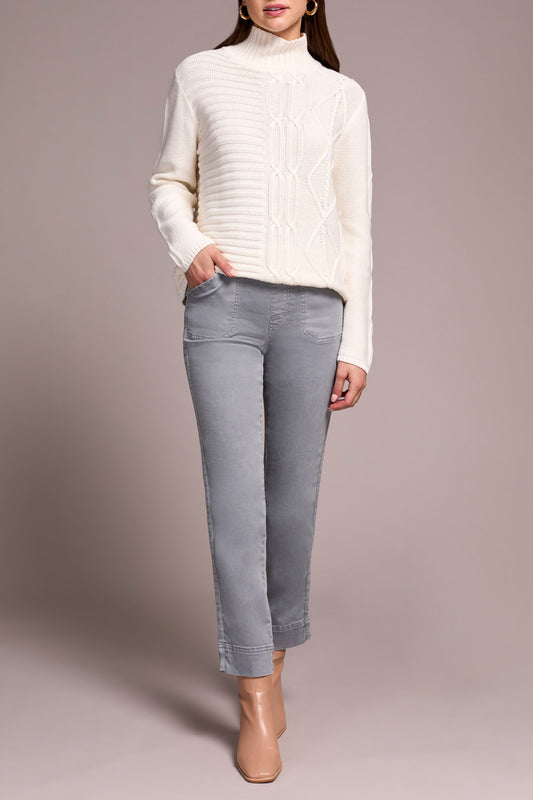 Tribal Mock Neck Sweater w/Special Wash Cream 59350-4632-0026