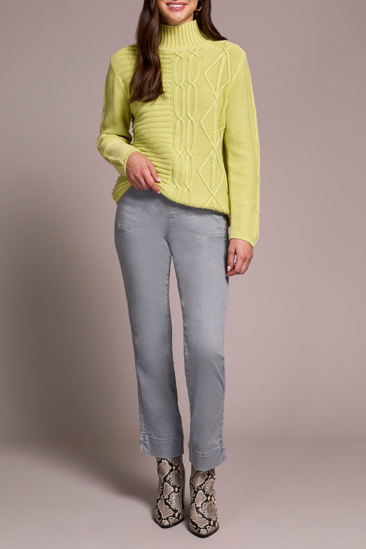 Tribal Mock Neck Sweater w/Special Wash Limemist 59350-4632-3244