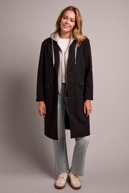 Tribal Trench Coat w/Fooler Hoodie Black 59420-5369-0002