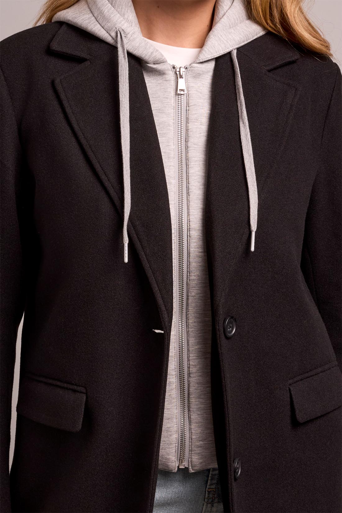 Tribal Trench Coat w/Fooler Hoodie Black 59420-5369-0002