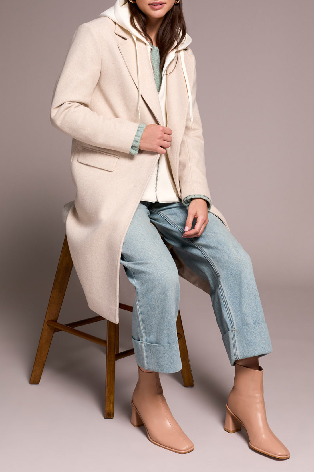 Tribal Trench Coat w/Fooler Hoodie  Oatmeal 59420-5369-0052