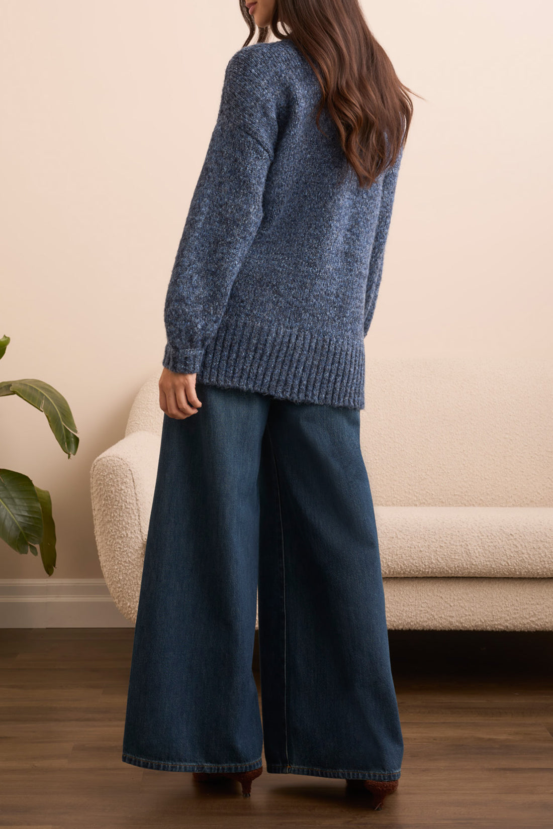 Tribal Oversize Puff Sleeve Sweater Cardigan  H. Blueaway 59620-5051-3313