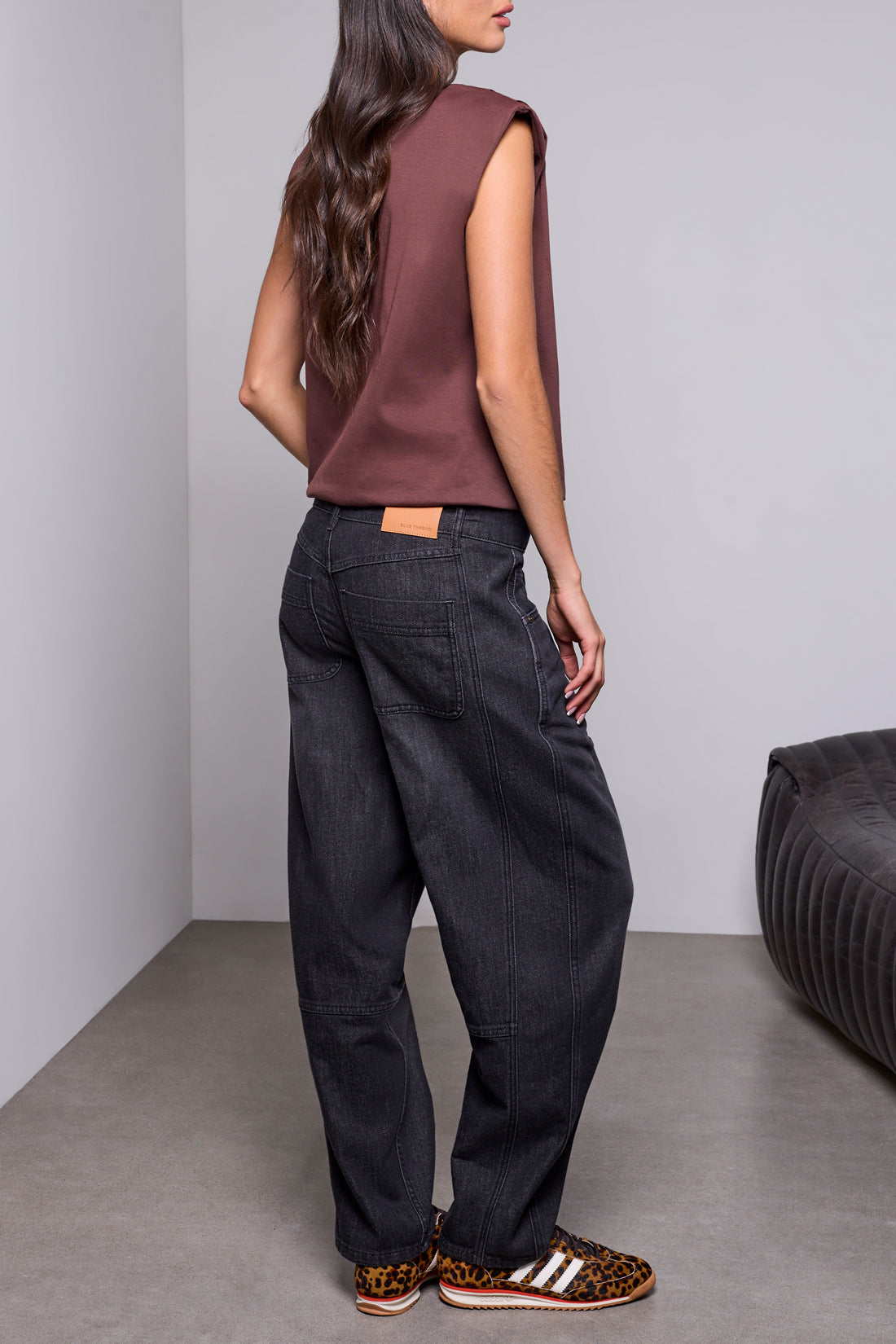 Tribal Audrey Relaxed Barrel Ankle Denim Jeans Film Noir 59750-1120-3382