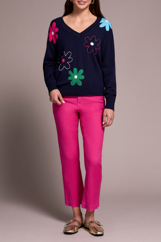 Tribal V-Neck Jacquard/Embroidered Sweater Nightfall 59930-6018-1625