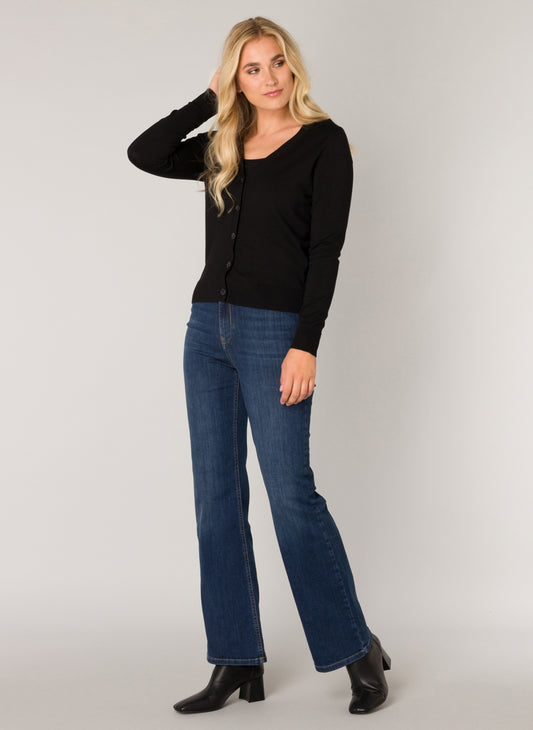 Base Level Yvon Button Front Cardigan Black 6000068