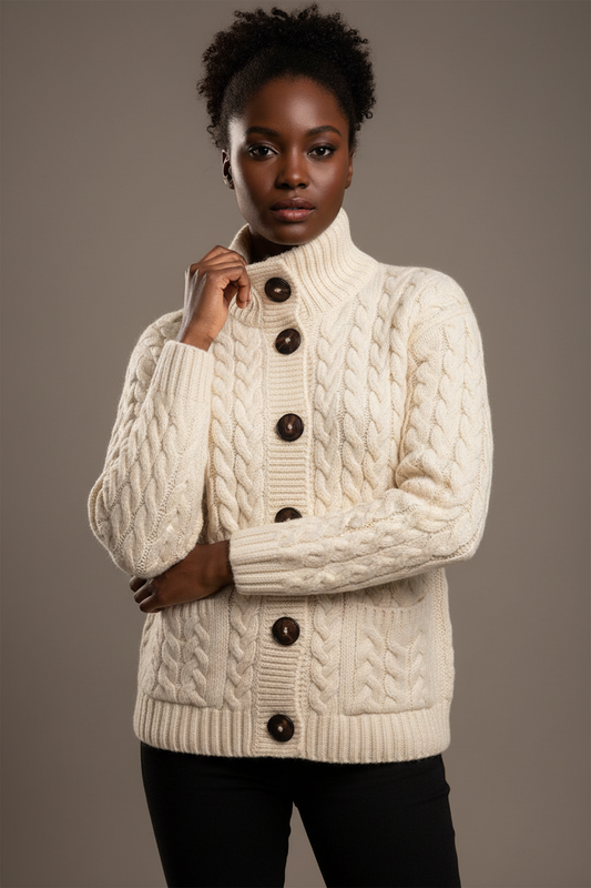 Shannon Passero Super Cable Cardigan  Cream 6003