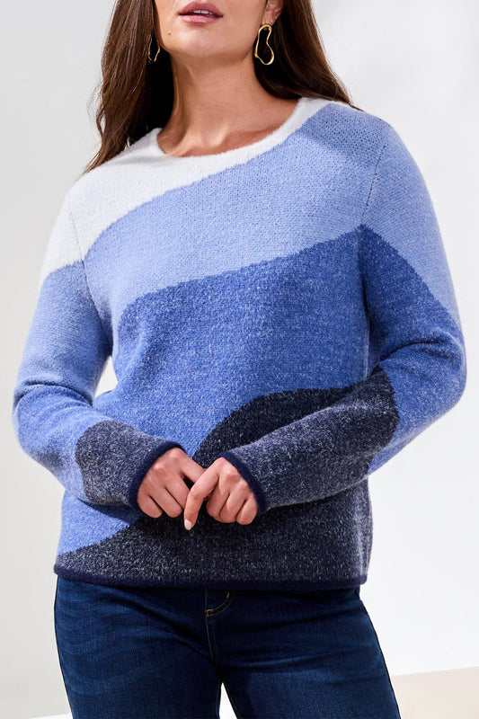 Tribal Crew Neck Jacquard Sweater Lapisblue 60050-4857-3258