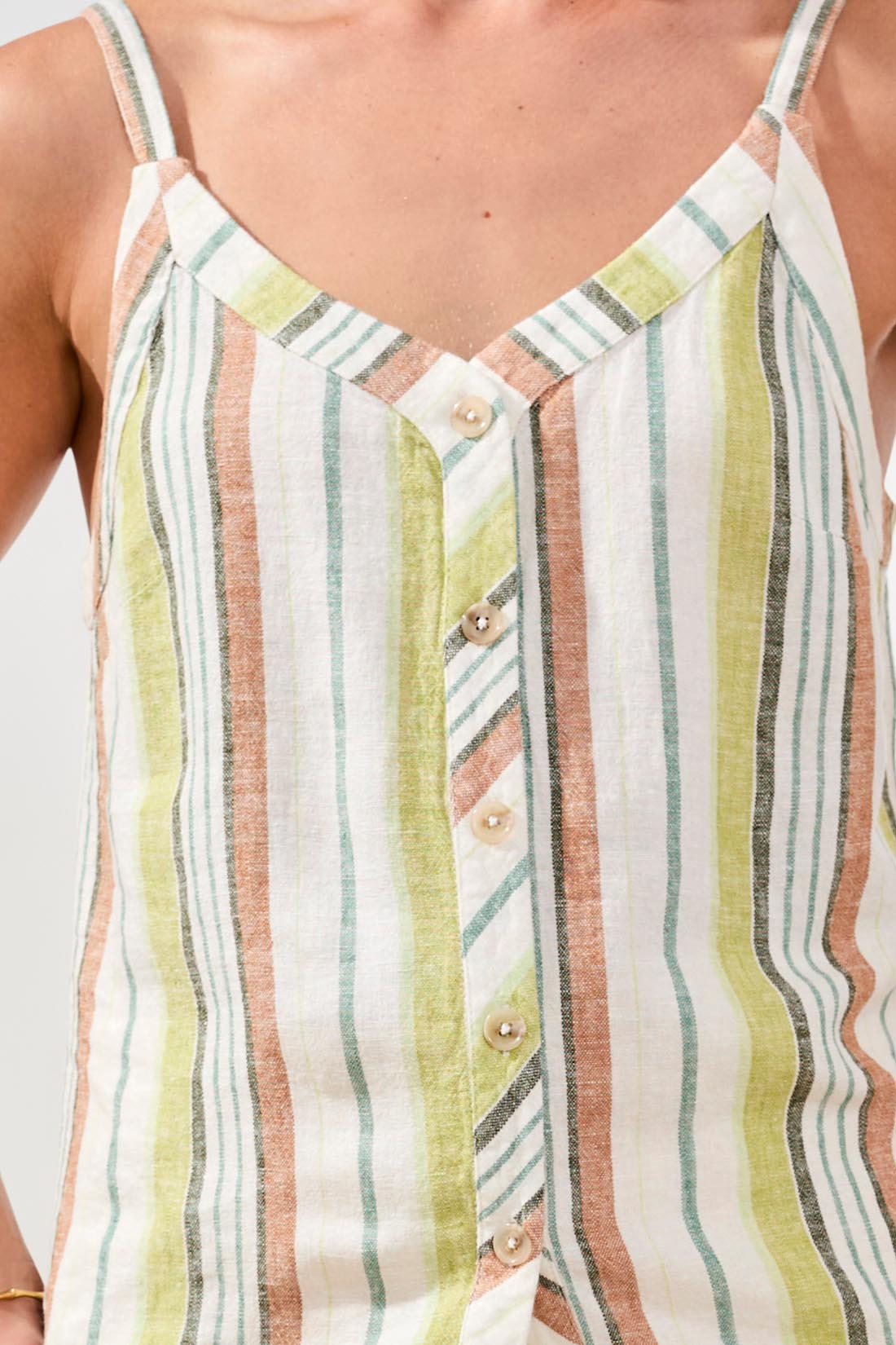 Tribal Button Front Woven Cami Kiwi Zest 60870-5400-2526