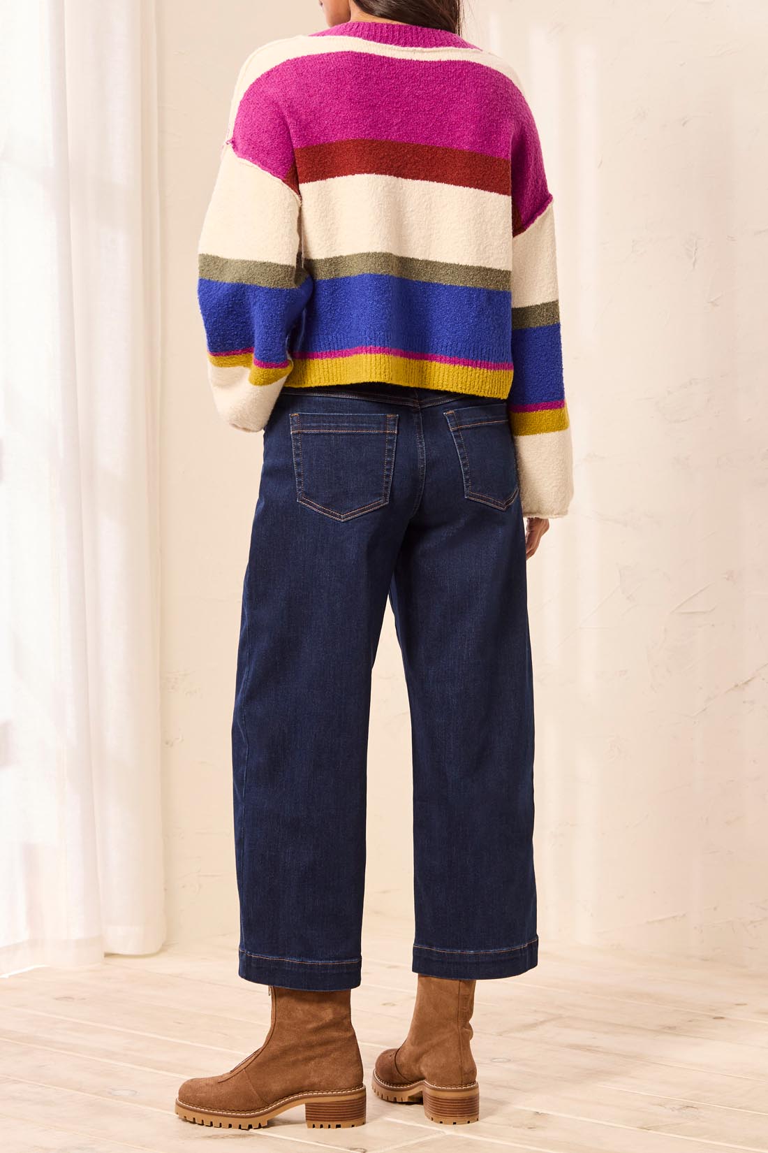 Tribal Audrey Hugging Crop Wide Leg Boundless Stretch Denim Dark Night  61180-5100-1628