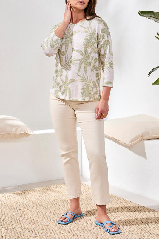 Tribal 3/4 Sleeve Crew Neck Top Kiwi Zest 61240-1619-2526