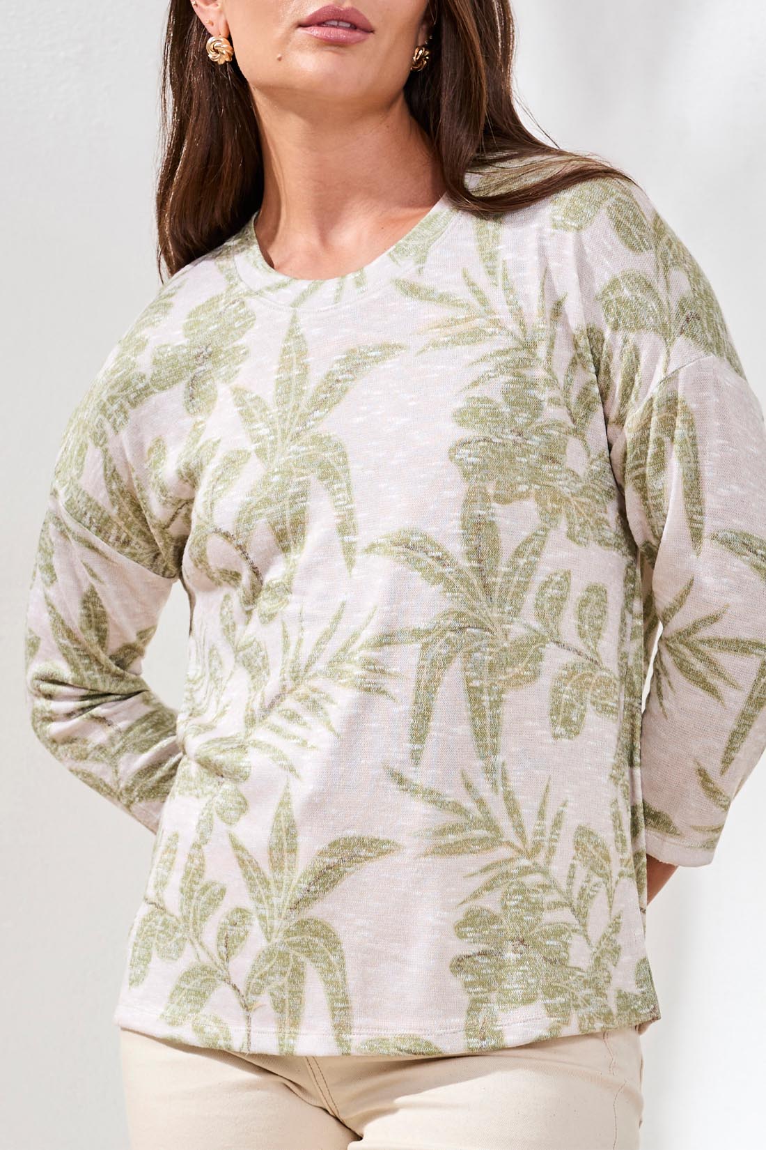 Tribal 3/4 Sleeve Crew Neck Top Kiwi Zest 61240-1619-2526