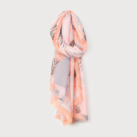 Caracol Lightweight Scarf w/Geometric Floral Print Pink/Taupe 6152-PNK
