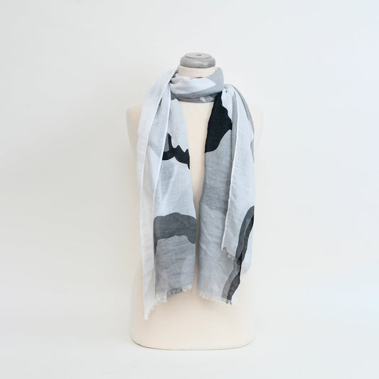 Caracol Lightweight Abstract Geo Printed Scarf Grey/Black 6154-GRY