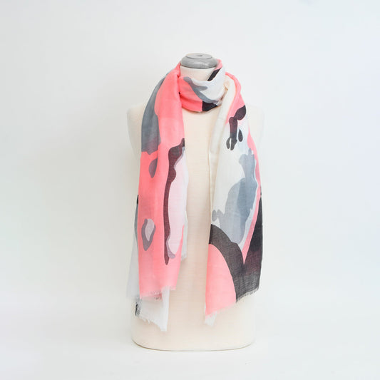 Caracol Lightweight Abstract Geo Printed Scarf Pink 6154-PNK