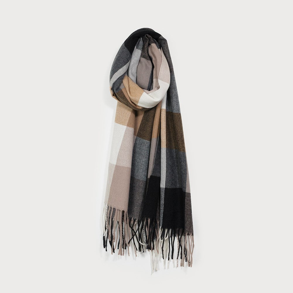 Caracol Plaid Pattern Scarf Charcoal 6162-CHA