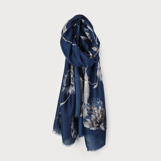 Caracol Scarf w/Floral Tapestry Print 6175-BLU