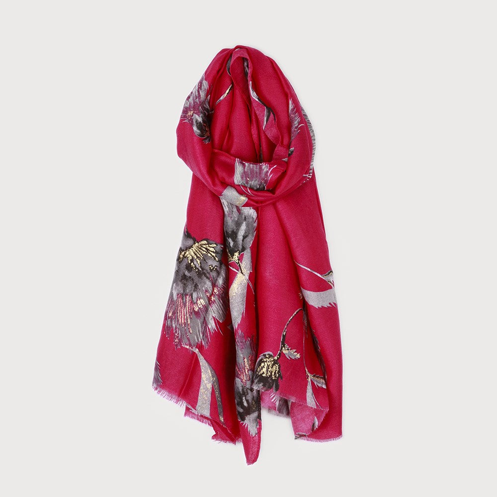 Caracol Floral Tapestry Print Scarf Fuschia 6175-FUS