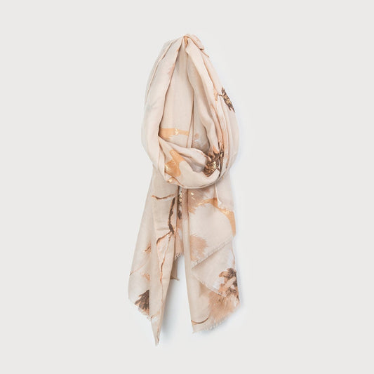 Caracol Floral Tapestry Print Scarf Beige 6175-BGE