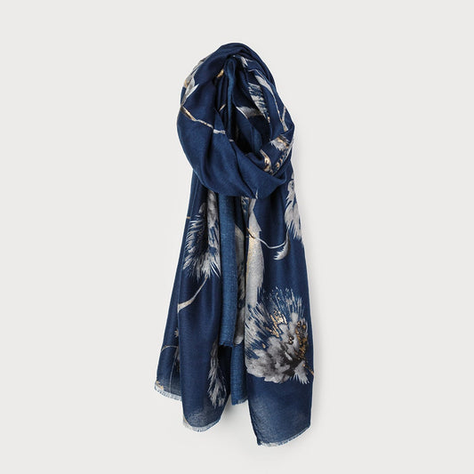 Caracol Floral Tapestry Print Scarf Blue 6175-BLU