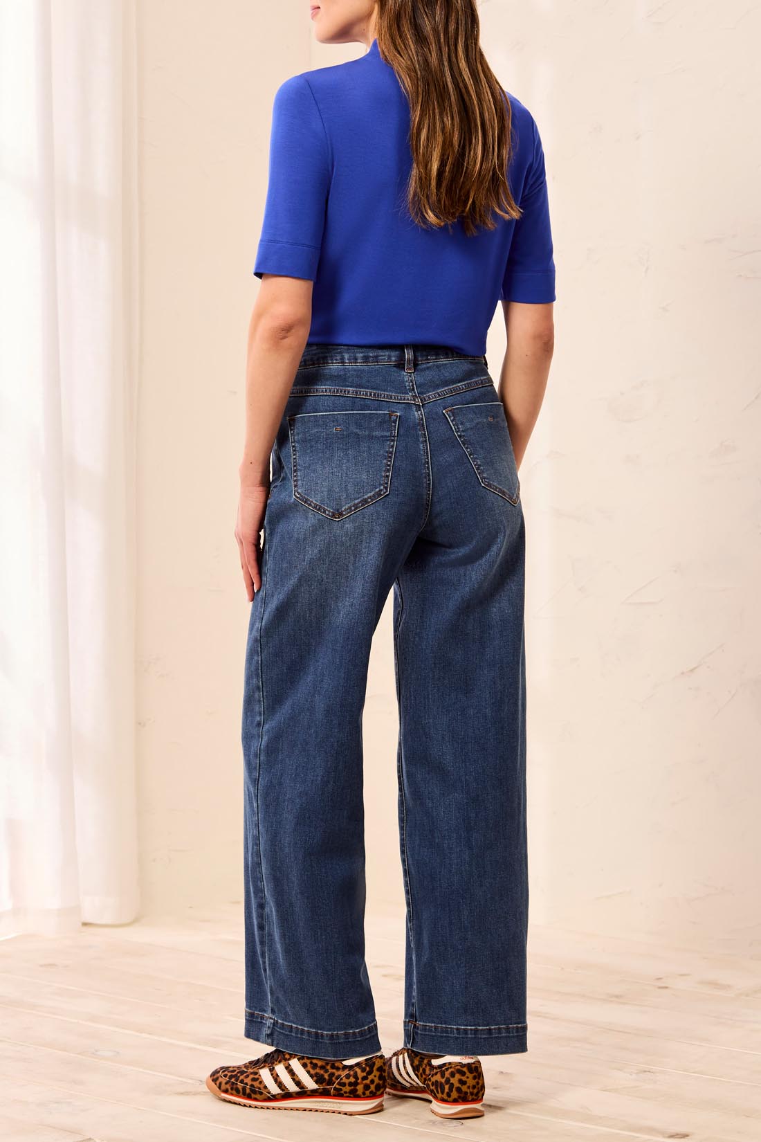 Tribal Audrey Button Fly Wide Crop Denim Dusk 61860-2020-1611