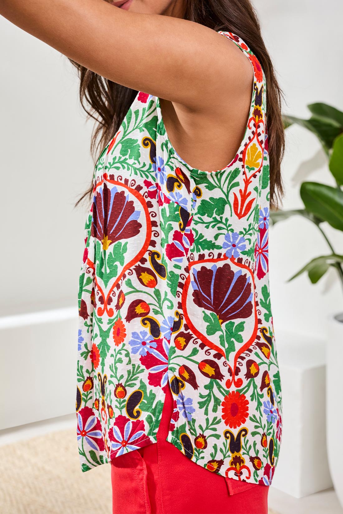 Tribal Sleeveless Blouse w/Pintucks Mojito 61920-5197-2537