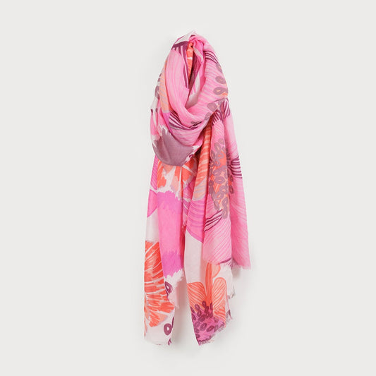 Caracol Lightweight Floral Print Scarf  6198-PNK