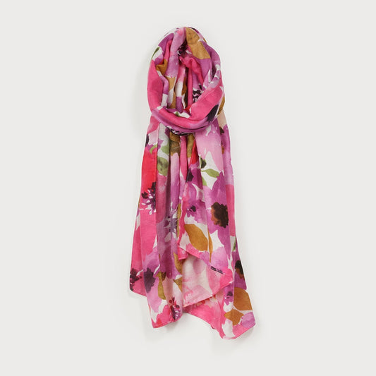Caracol Lightweight Floral Print Scarf Melon 6199-MEL