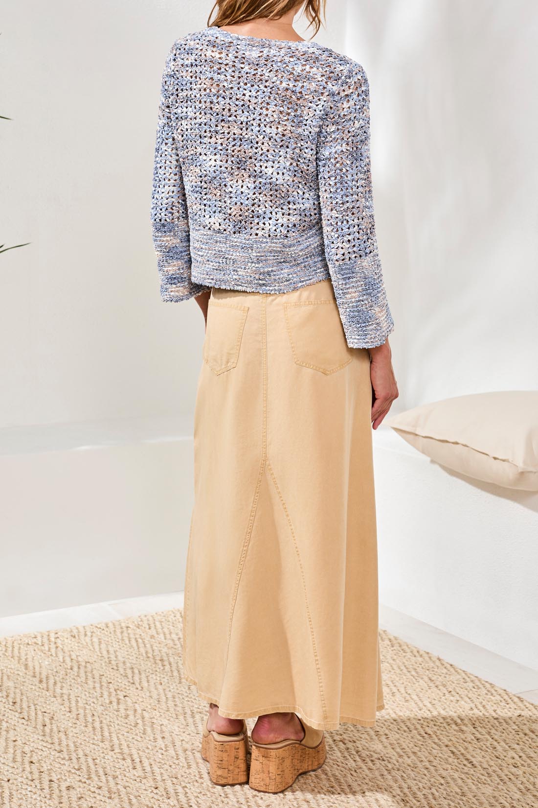 Tribal Bell Sleeve Open Stitch Crewneck Sweater  Saltwater 62060-5204-3104