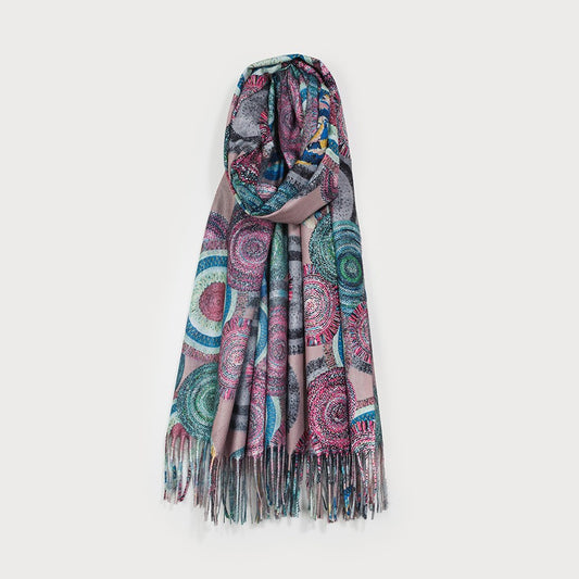 Caracol Soft Colourful Mandala Print Scarf 6210-PNK