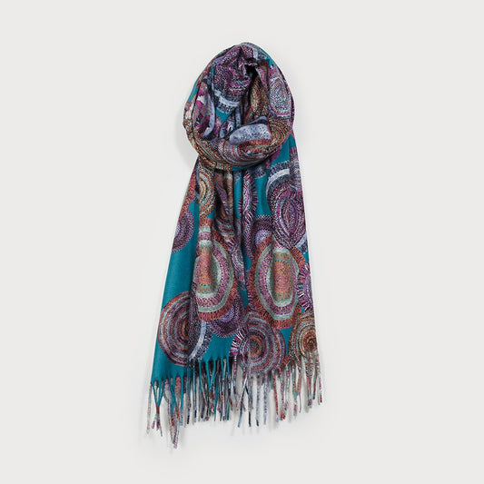 Caracol Soft Colourful Mandala Print Scarf 6210-TRQ