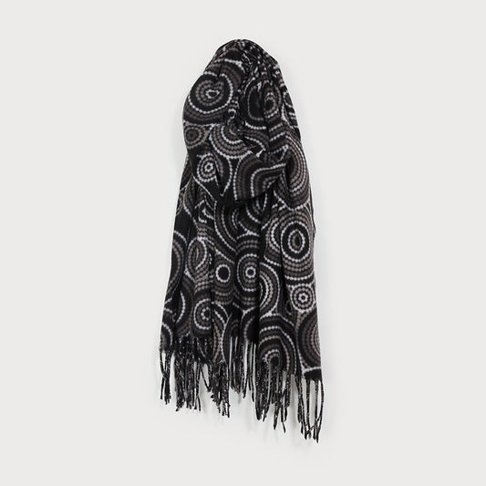 Caracol Soft and Warm Geometric Print Scarf 6217-BLK