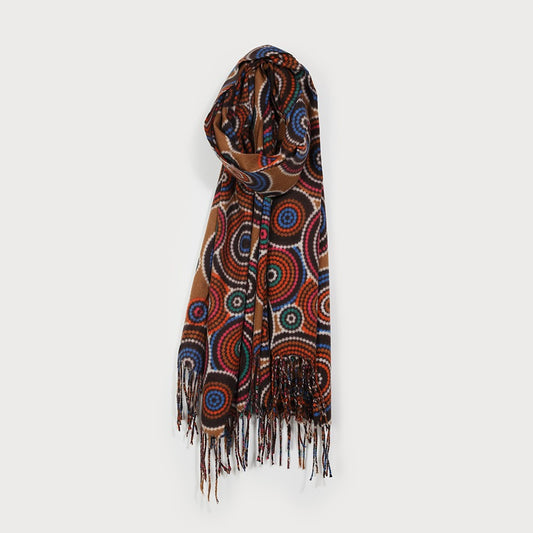 Caracol Soft and Warm Geometric Print Scarf 6217-CAM