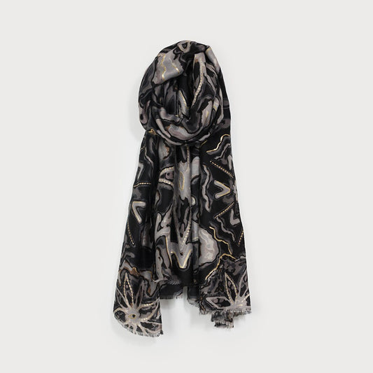 Caracol Lightweight Abstract Print w/Lurex 6220-BLK