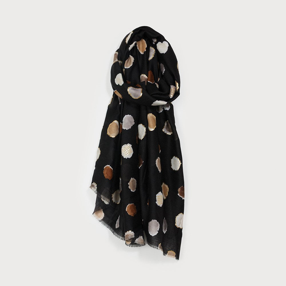 Caracol Lightweight Multi Dots Print Scarf Black 6221-BLK