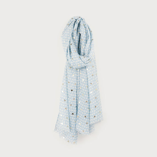 Caracol Lightweight Allover Mini Hearts Print Scarf Blue 6229-BLU