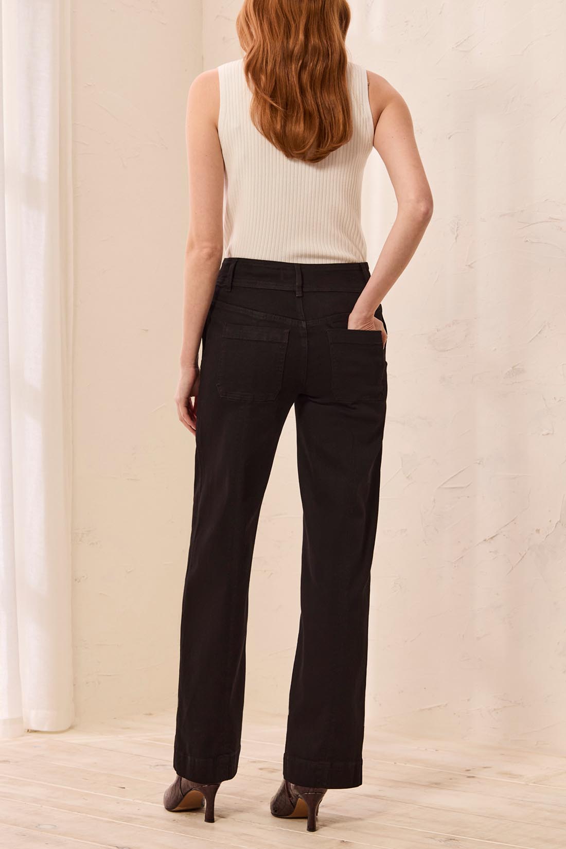 Tribal Audrey Hugging Wide Denim Trouser Black 62320-2020-0002