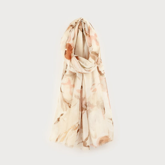 Caracol Lightweight Scarf w/Two Tone Butterfly Print Beige 6233-BGE