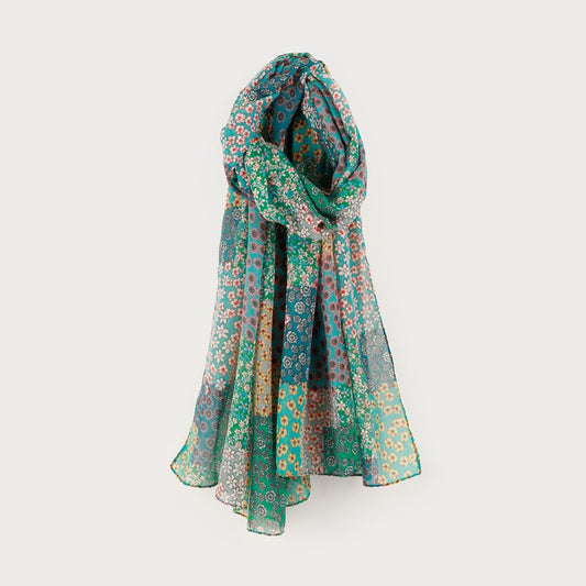 Caracol Lightweight Scarf w/Ditsy Flower Print Blue 6234-BLU
