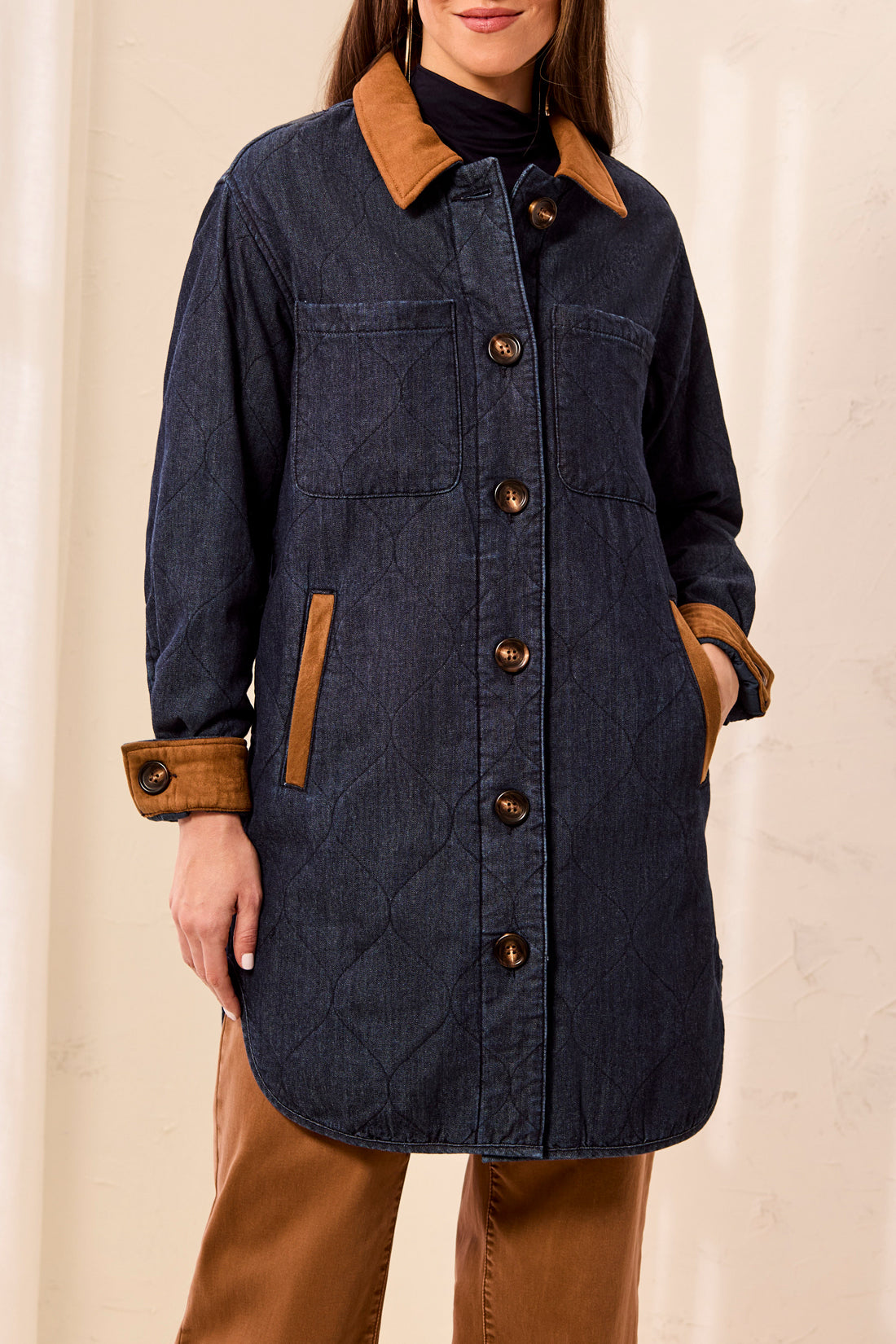 Tribal Quilted Denim Jacket w/Suede Rinse 62370-5584-2200