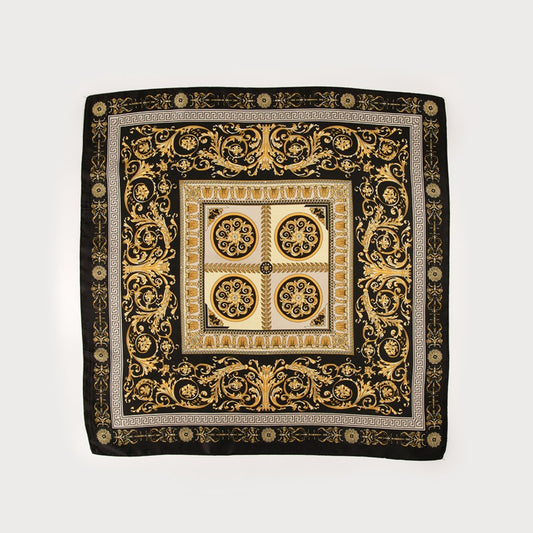 Caracol Satin Squared Scarf w/Paisley Print Black 6238-BLK