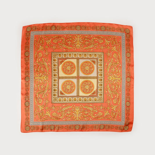 Caracol Satin Squared Scarf w/Paisley Print Orange 6238-ORA