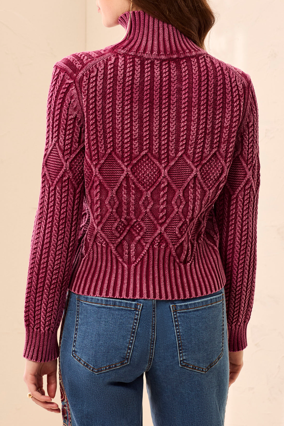 Tribal Mock Neck Sweater w/Special Wash Cherry Lacquer 62510-4632-2542