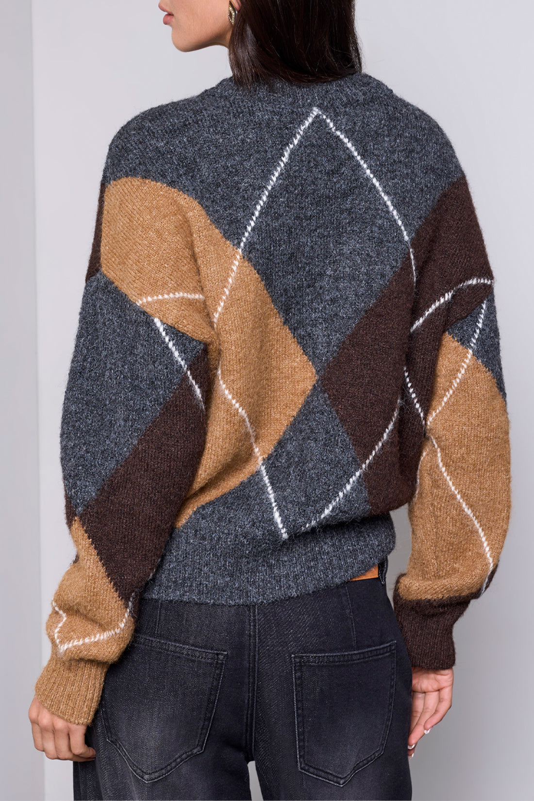 Tribal Lofty Argyle Sweater Cardigan Charcoal 62630-5630-0367